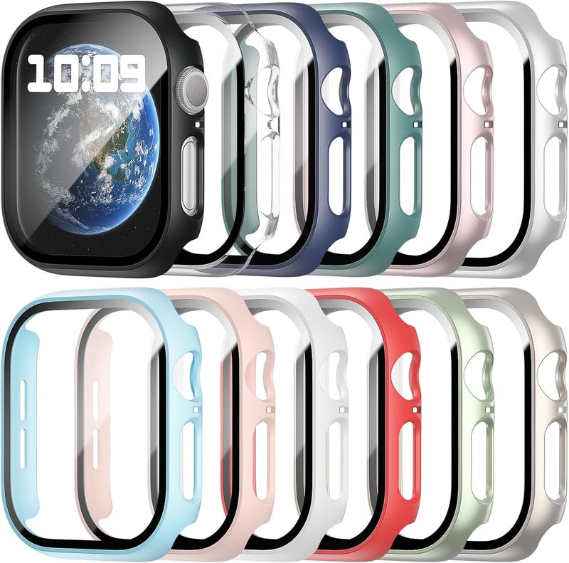 HASDON [12 Pack Case Compatible with Apple Watch Series 11/10 42mm with Tempered Glass Screen Protector, Full Coverage Bumper Hard PC Shockproof Protective Cover for iWatch Series 11/10 42mm - Image 1
